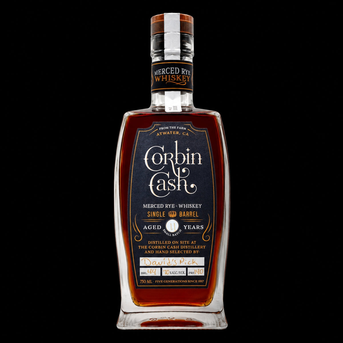 Corbin Cash Single Barrel 11yr Merced Rye Whiskey "Davids Pick" Kitsap Whiskey